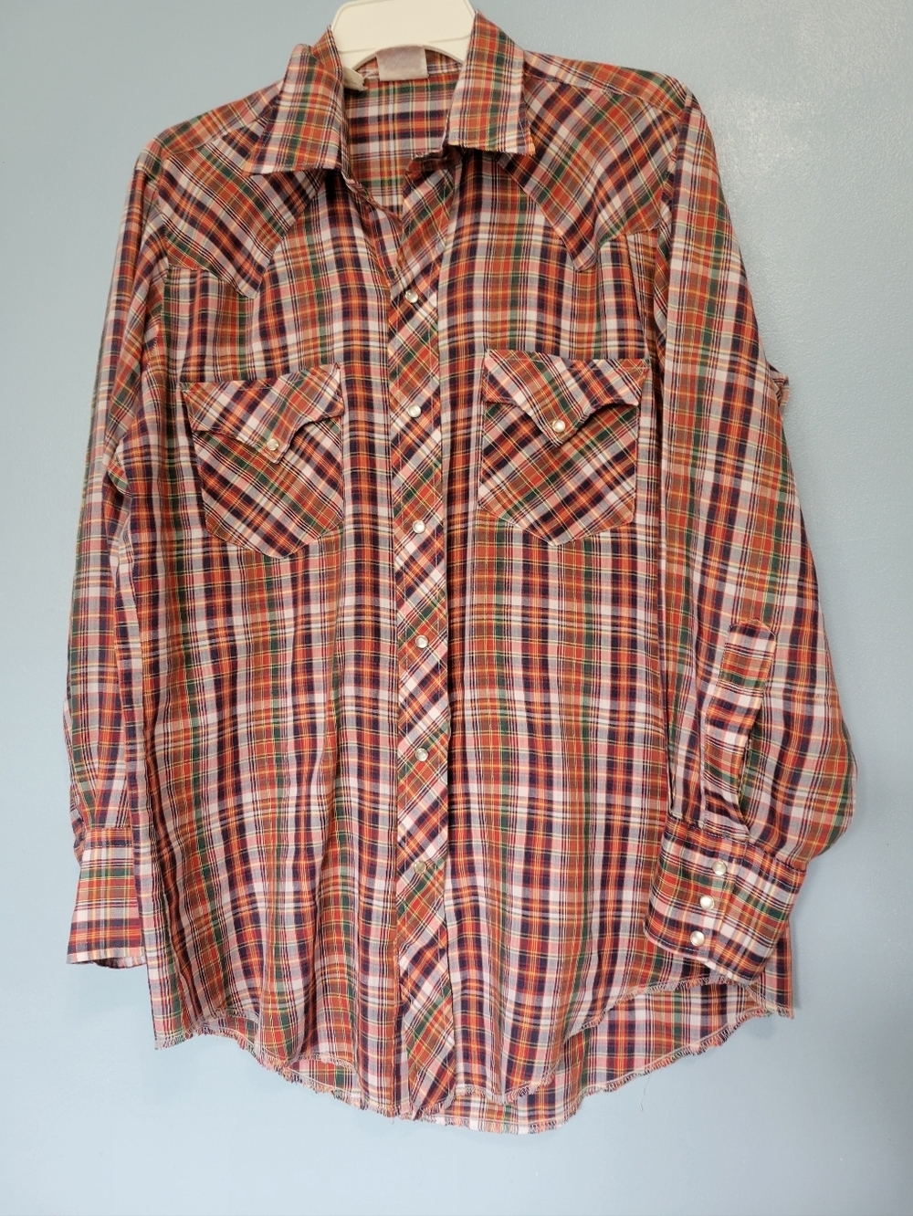 Vntg Western Fashion Men's Plaid Button-Up Shirt L?